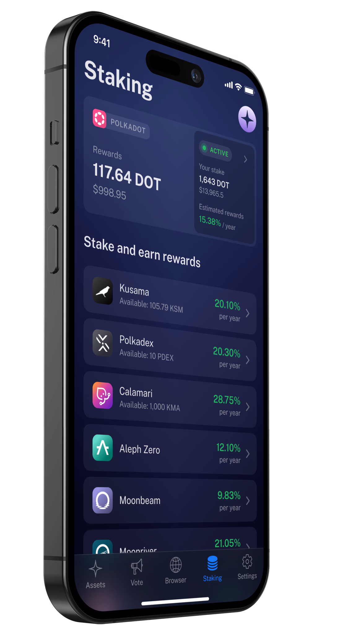 Web3 dappstaking screen